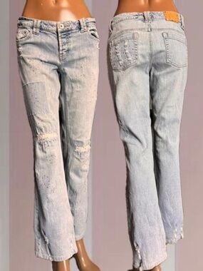 Amore Jeans Vintage Y2K Low Rise Bedazzled Rhinestone Bootcut Jeans